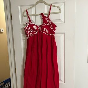 Red and white fish dress in the M